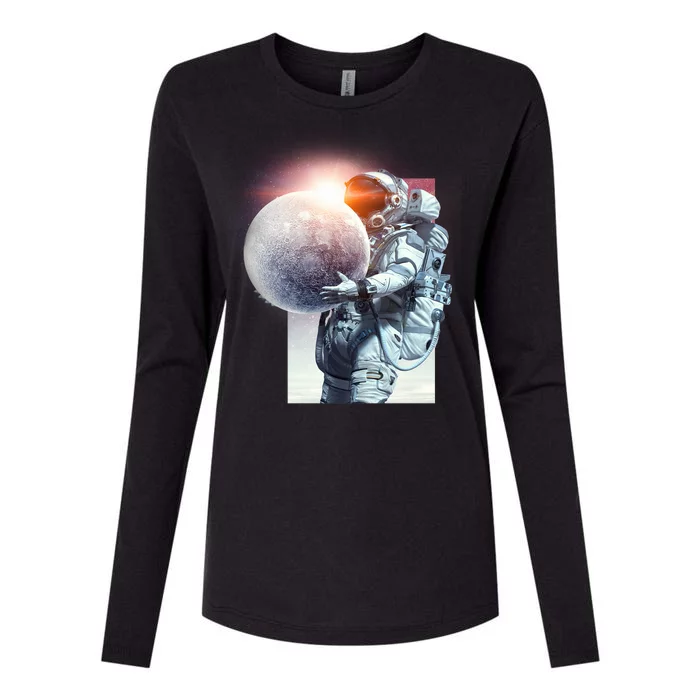 Moon Play Graphic Womens Cotton Relaxed Long Sleeve T-Shirt