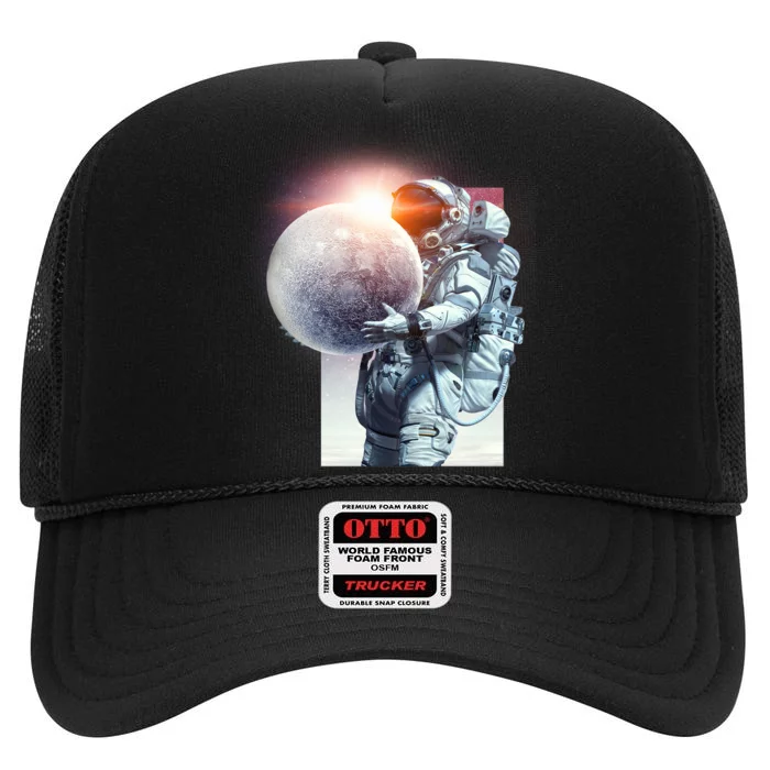 Moon Play Graphic High Crown Mesh Trucker Hat