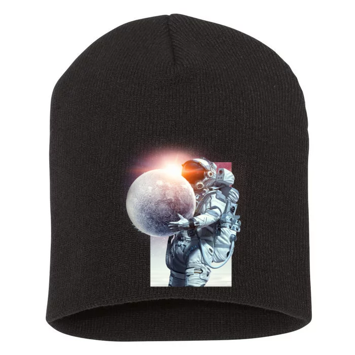 Moon Play Graphic Short Acrylic Beanie