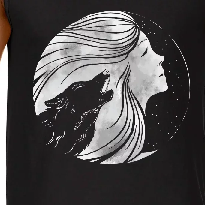 Moon Wolf Illustration Comfort Colors® Tank Top