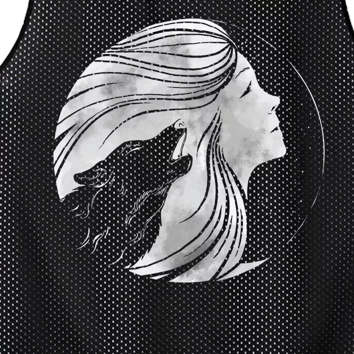 Moon Wolf Illustration Mesh Reversible Basketball Jersey Tank