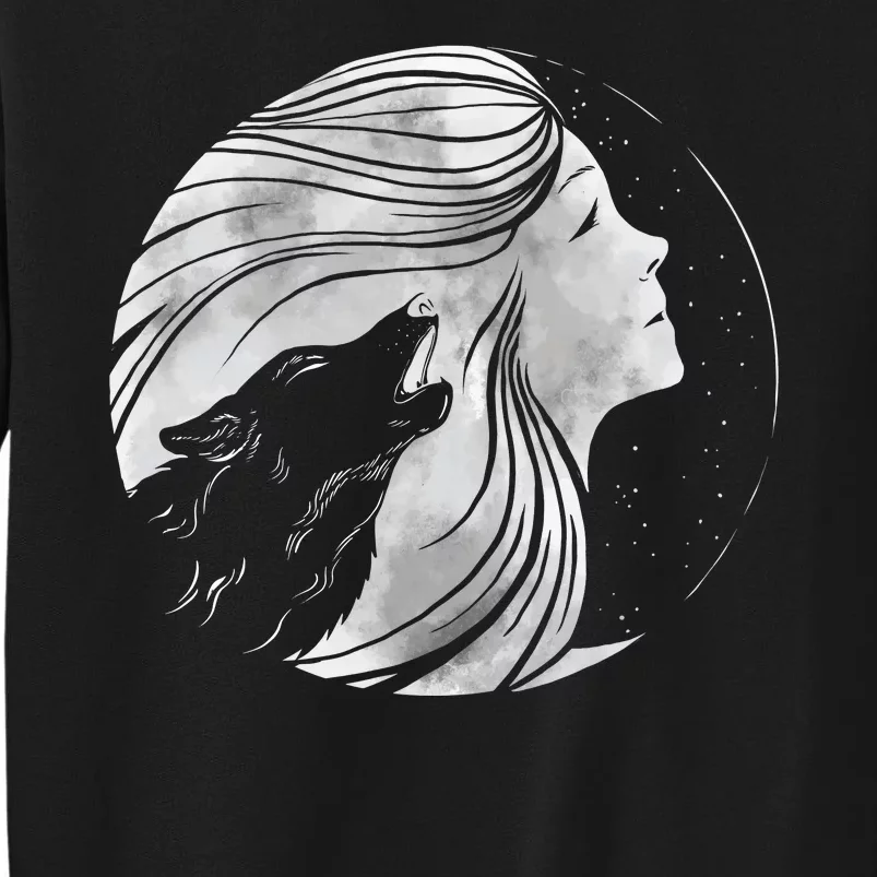 Moon Wolf Illustration Tall Sweatshirt