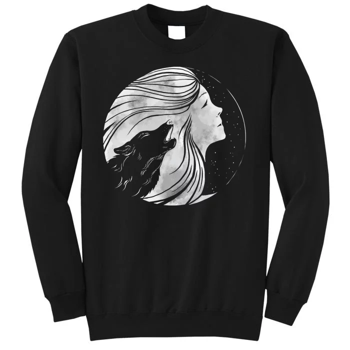 Moon Wolf Illustration Tall Sweatshirt