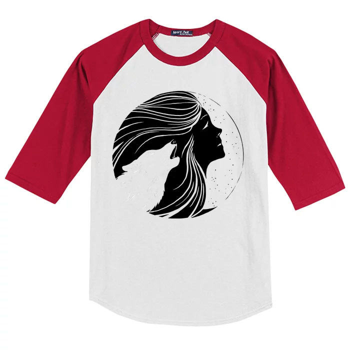 Moon Wolf Illustration Kids Colorblock Raglan Jersey