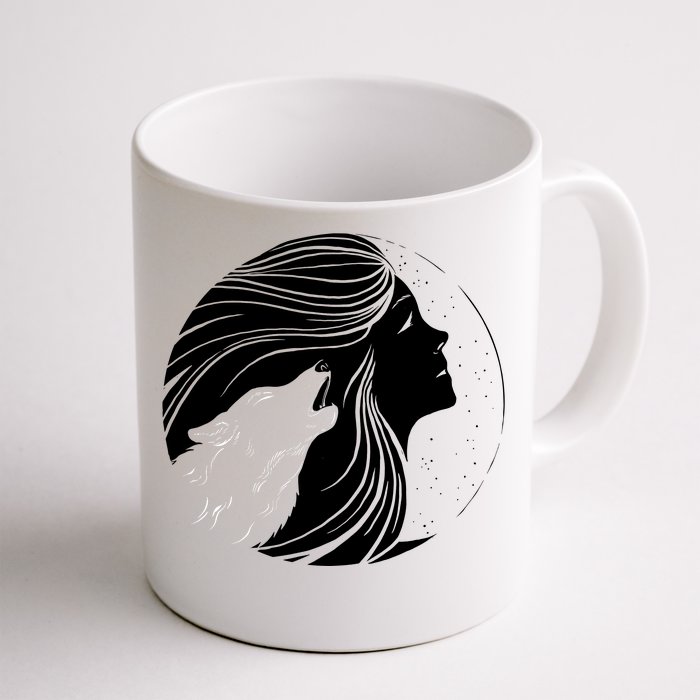 Moon Wolf Illustration Front & Back Coffee Mug