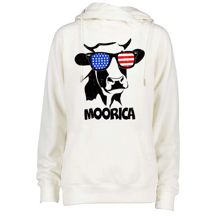 Moorica Cow Womens Funnel Neck Pullover Hood