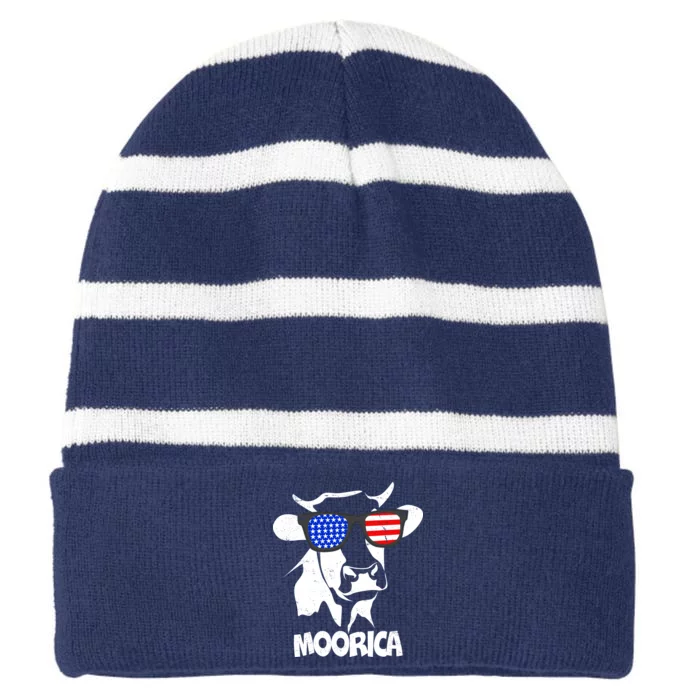 Moorica Cow Striped Beanie with Solid Band