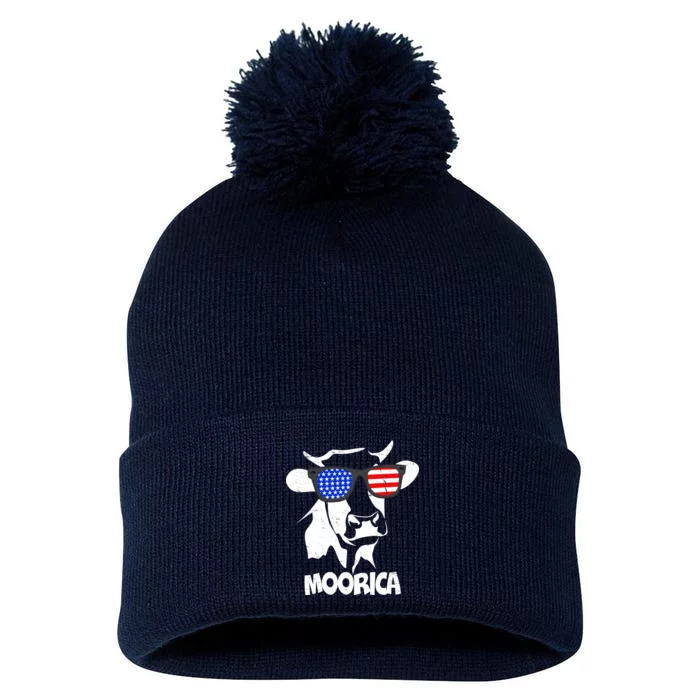 Moorica Cow Pom Pom 12in Knit Beanie