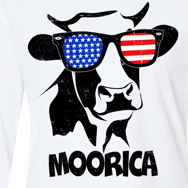 Moorica Cow Womens Cotton Relaxed Long Sleeve T-Shirt