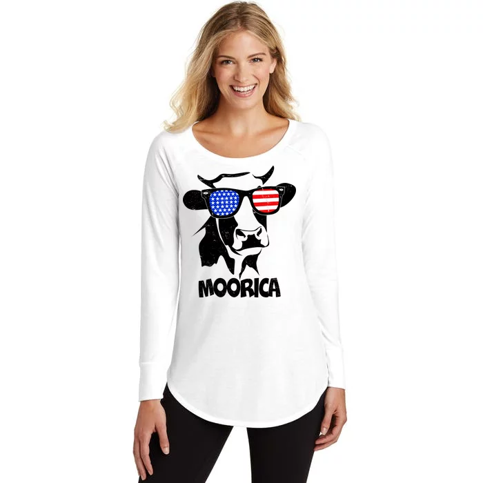 Moorica Cow Women's Perfect Tri Tunic Long Sleeve Shirt