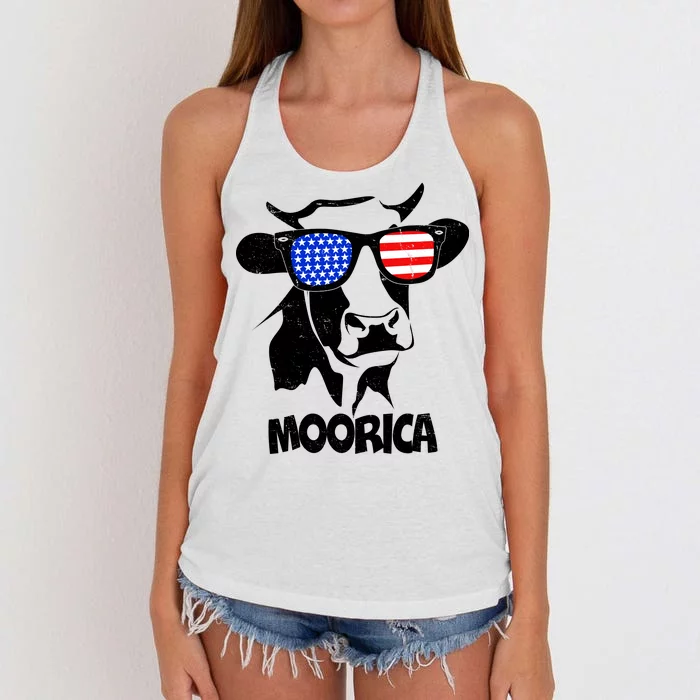 Moorica Cow Women's Knotted Racerback Tank