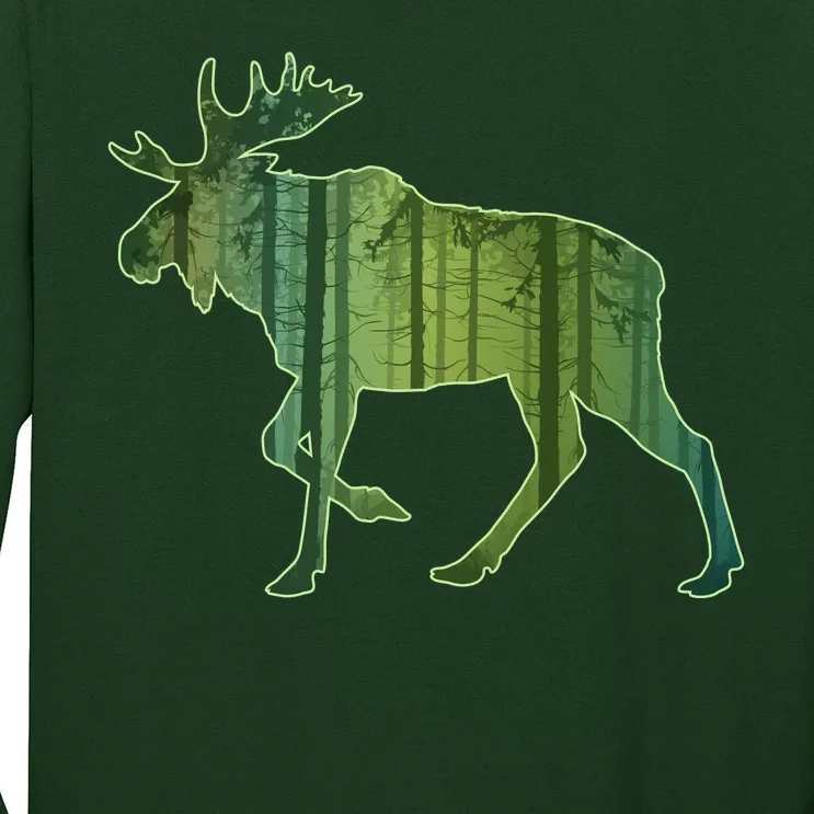 Moose Forest Silhouette Long Sleeve Shirt