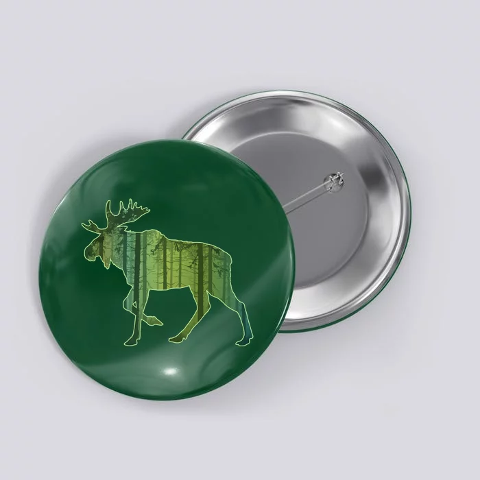 Moose Forest Silhouette Button