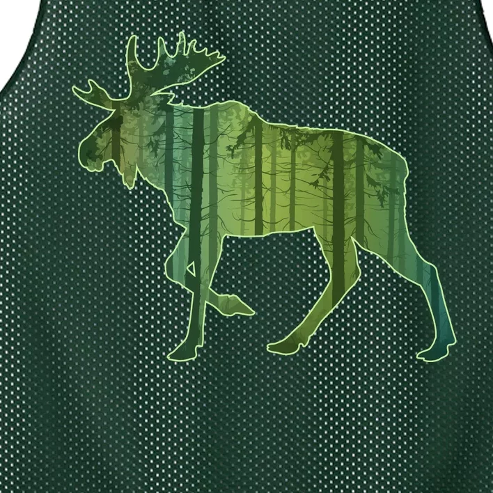 Moose Forest Silhouette Mesh Reversible Basketball Jersey Tank