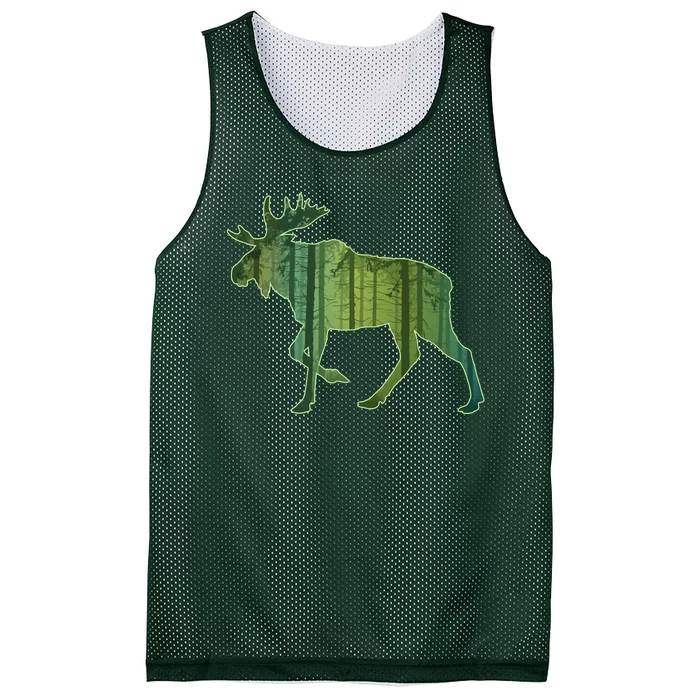 Moose Forest Silhouette Mesh Reversible Basketball Jersey Tank