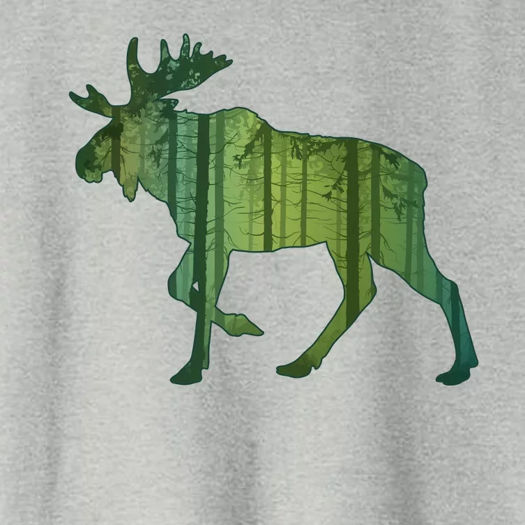 Moose Forest Silhouette Women's Crop Top Tee