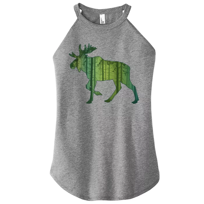 Moose Forest Silhouette Women’s Perfect Tri Rocker Tank