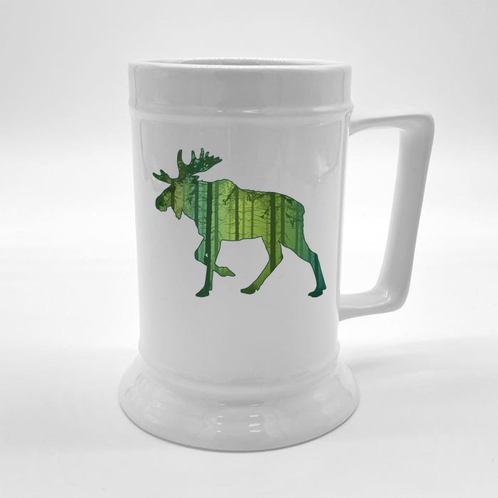 Moose Forest Silhouette Front & Back Beer Stein