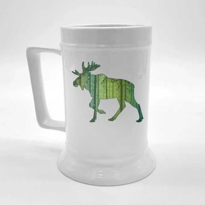 Moose Forest Silhouette Front & Back Beer Stein