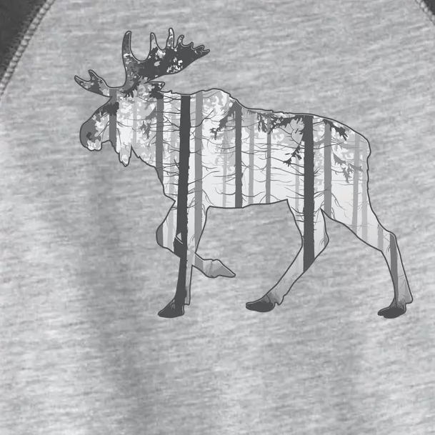 Moose Forest Silhouette Grey Style Toddler Fine Jersey T-Shirt