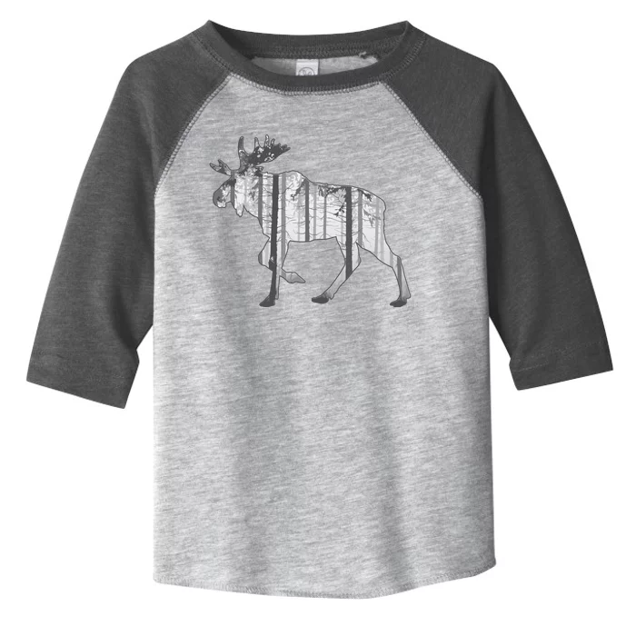 Moose Forest Silhouette Grey Style Toddler Fine Jersey T-Shirt