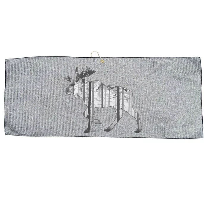 Moose Forest Silhouette Grey Style Large Microfiber Waffle Golf Towel