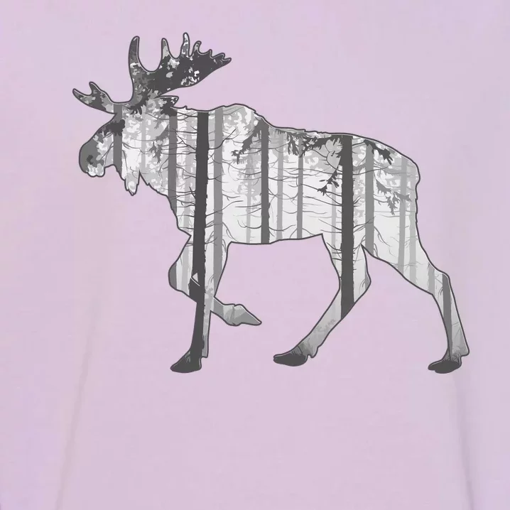 Moose Forest Silhouette Grey Style Garment-Dyed Sweatshirt