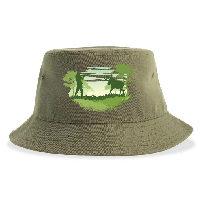 Moose Hunting Sustainable Bucket Hat