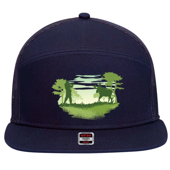 Moose Hunting 7 Panel Mesh Trucker Snapback Hat