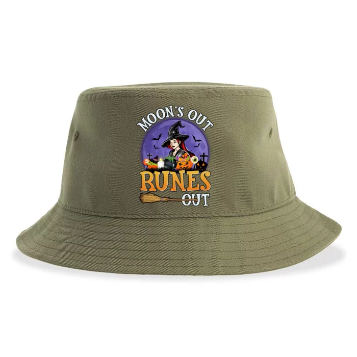 MoonS Out Runes Out Witches Funny Halloween Gift Sustainable Bucket Hat