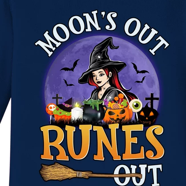 MoonS Out Runes Out Witches Funny Halloween Gift Baby Long Sleeve Bodysuit