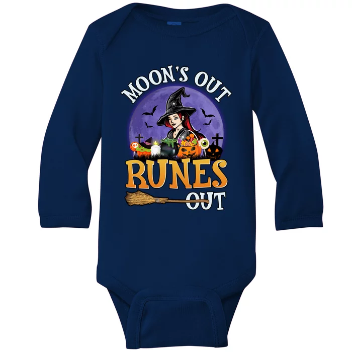 MoonS Out Runes Out Witches Funny Halloween Gift Baby Long Sleeve Bodysuit