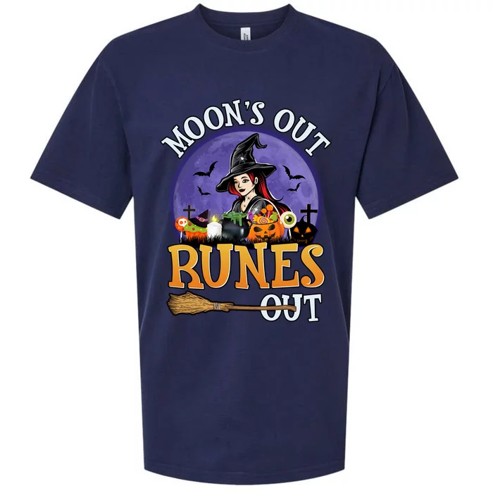 MoonS Out Runes Out Witches Funny Halloween Gift Sueded Cloud Jersey T-Shirt