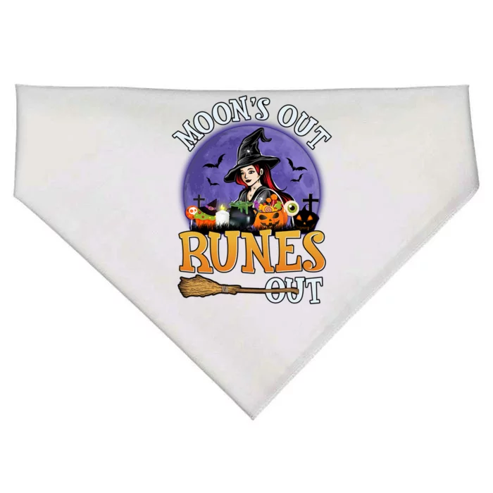 MoonS Out Runes Out Witches Funny Halloween Gift USA-Made Doggie Bandana