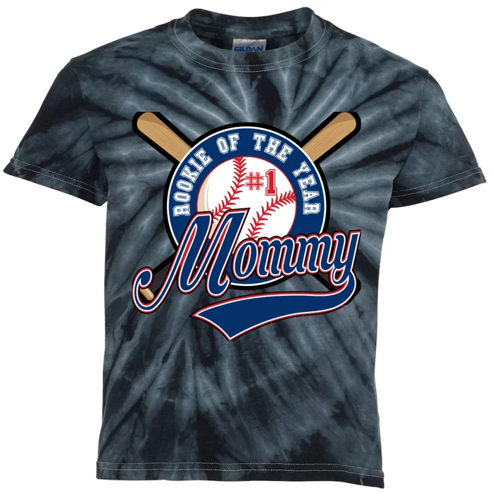 Mommy of Rookie 1st Birthday Baseball Theme Matching Party Kids Tie-Dye T-Shirt