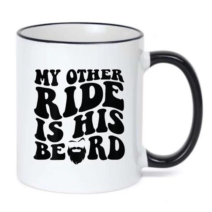 My Other Ride Is His Beard Retro Groovy Black Color Changing Mug