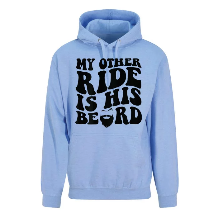 My Other Ride Is His Beard Retro Groovy Unisex Surf Hoodie