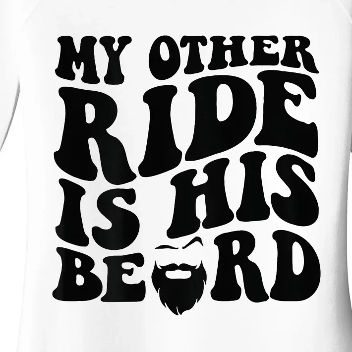 My Other Ride Is His Beard Retro Groovy Women's Perfect Tri Tunic Long Sleeve Shirt