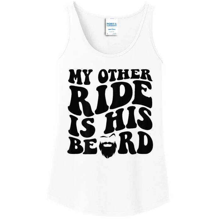 My Other Ride Is His Beard Retro Groovy Ladies Essential Tank