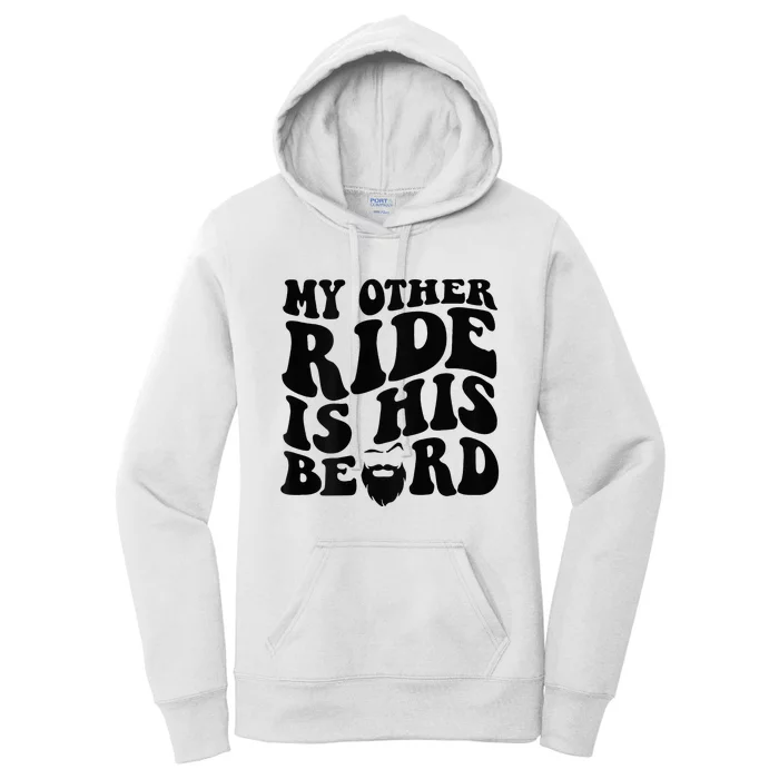 My Other Ride Is His Beard Retro Groovy Women's Pullover Hoodie