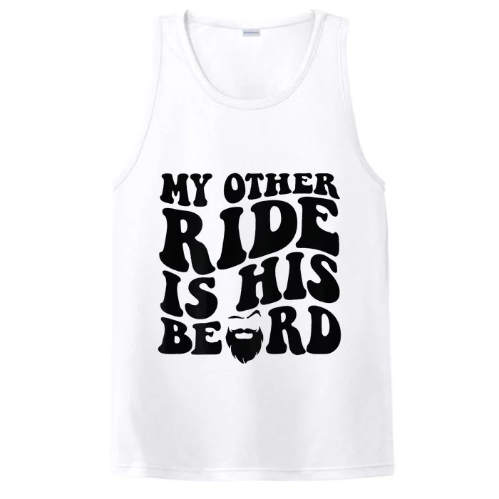 My Other Ride Is His Beard Retro Groovy Performance Tank