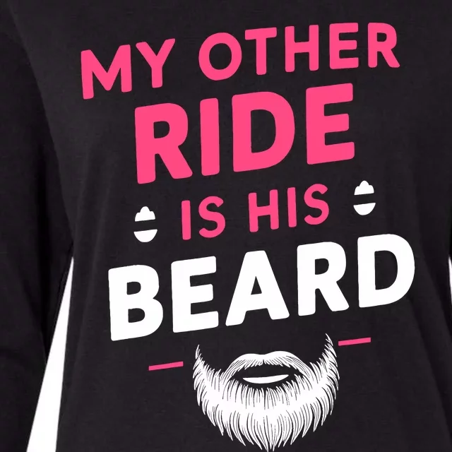 My Other Ride Is His Beard Funny Retro Beard Womens Cotton Relaxed Long Sleeve T-Shirt