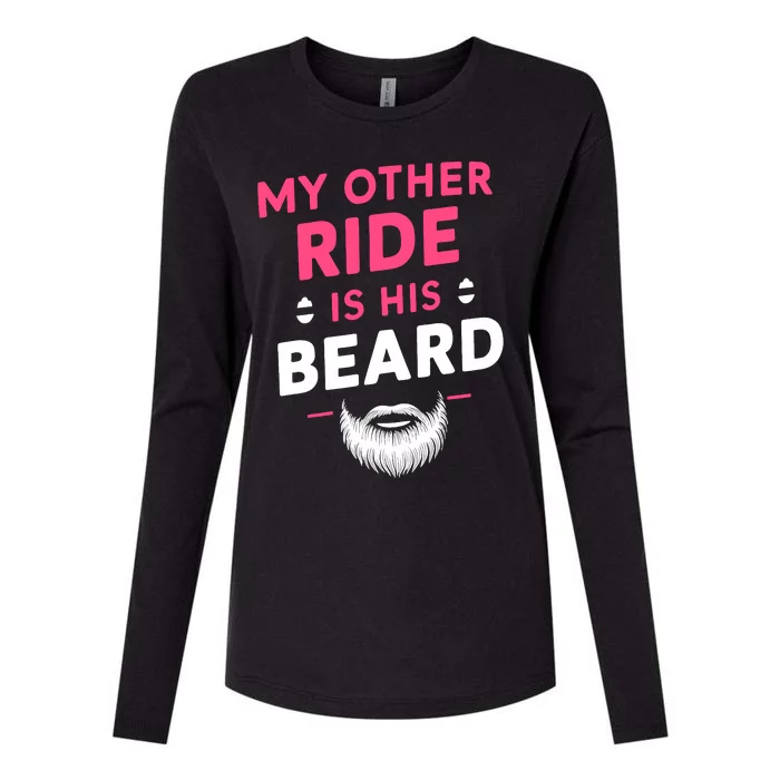 My Other Ride Is His Beard Funny Retro Beard Womens Cotton Relaxed Long Sleeve T-Shirt