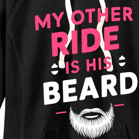 My Other Ride Is His Beard Funny Retro Beard Women's Fleece Hoodie