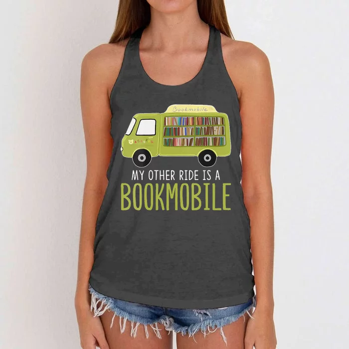 My Other Ride Is A Bookmobile Librarians Women's Knotted Racerback Tank