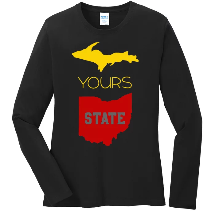 Michigan Ohio Rivalry Up Yours State Funny Ladies Long Sleeve Shirt