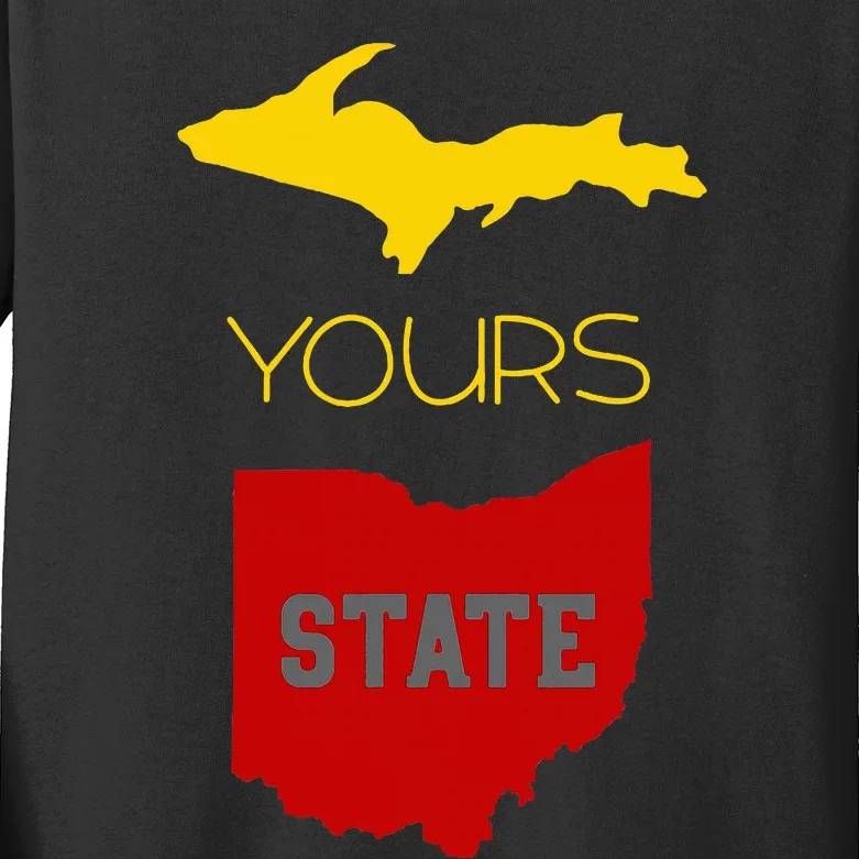 Michigan Ohio Rivalry Up Yours State Funny Kids Long Sleeve Shirt