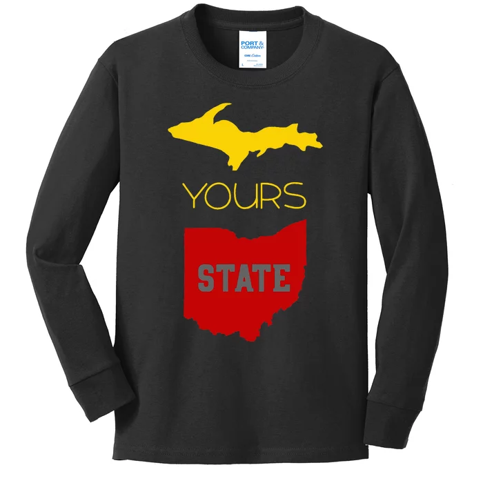 Michigan Ohio Rivalry Up Yours State Funny Kids Long Sleeve Shirt