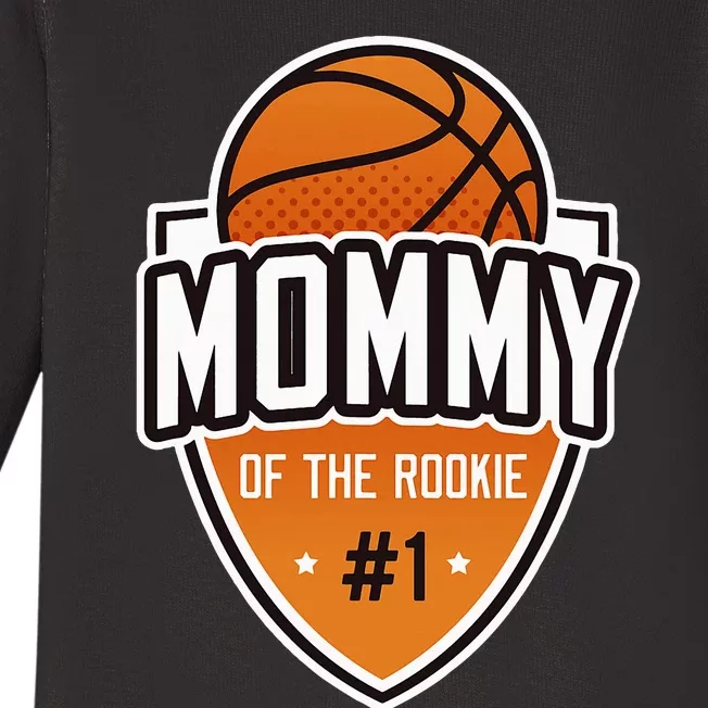 Mommy Of Rookie 1st Birthday Basketball Party Matching Baby Long Sleeve Bodysuit