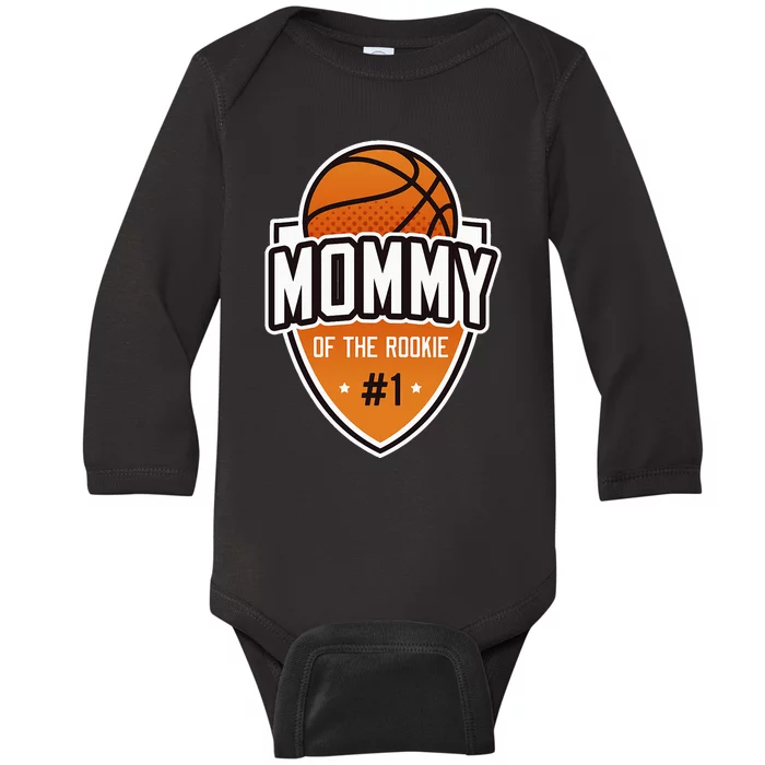 Mommy Of Rookie 1st Birthday Basketball Party Matching Baby Long Sleeve Bodysuit